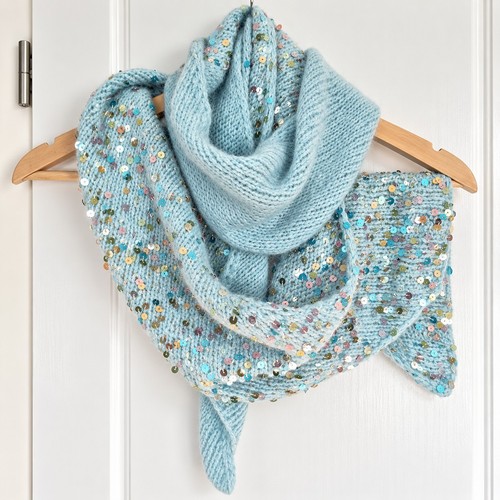 Strickschal hellblau aqua - hellblau,